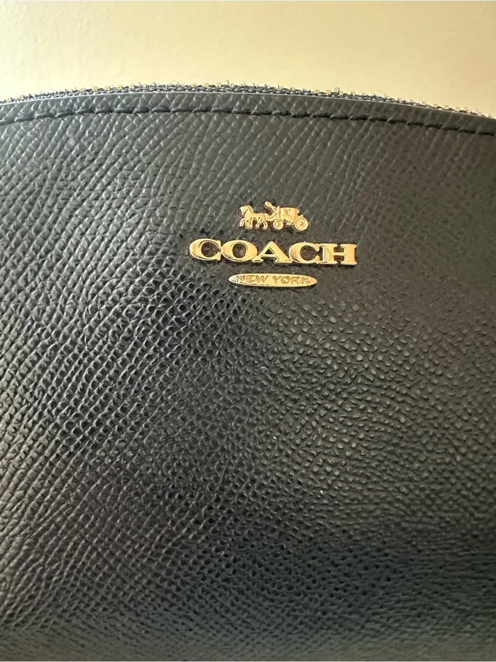 Coach cross grain leather cosmetic pouch